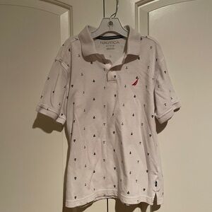 Nautica White Polo with Subtle Anchor Design